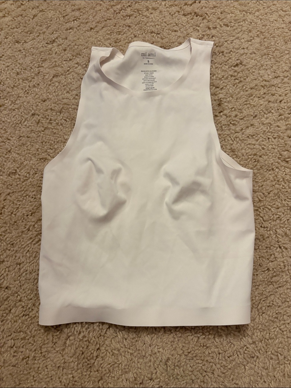 mi ami White High Neck Sleeveless Tank